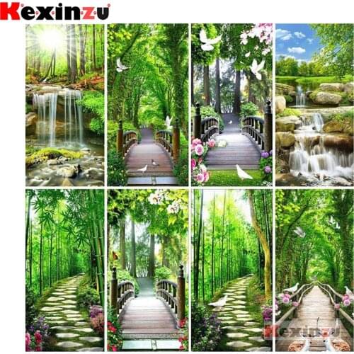 Kexinzu 5D Diamond Painting Landscape Full Square 3D Diamond Embroidery Tree Mosaic Cross Stitch Home Decor Gift JK457