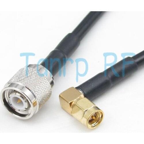 Free Shipping! 3FEET 1M RG58 extension cable TNC male to SMA male right angle RF connector 100cm Pigtail coaxial jumper cable