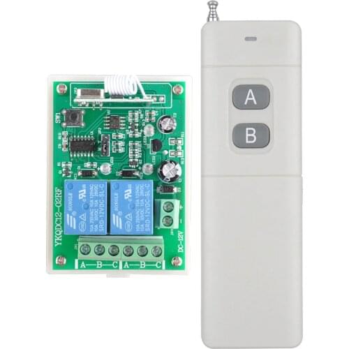 Wireless Remote Control Switches 12V DC 2CH Relay RF Receiver Long Range Transmitter 300-3000m Momentary Toggle Latched 315/433M