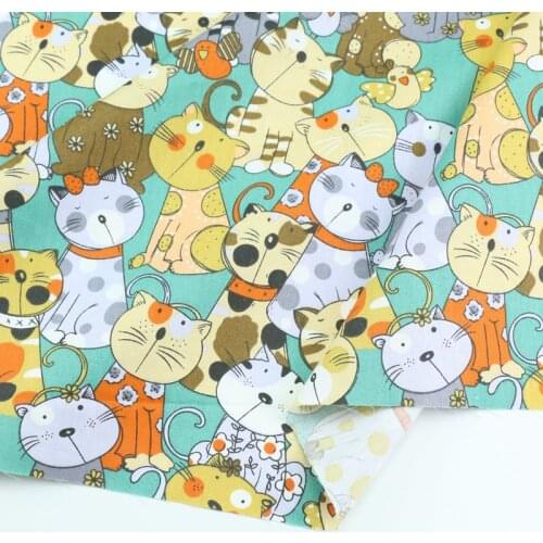 Baby&child Cartoon Cat Fabric,Sewing Quilting Fat Quarters Material,DIY Bedding Textile 100% Cotton Fabric