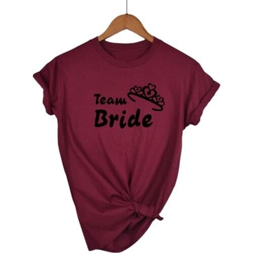 Team Bride Crown Couple T-shirt Wedding Party Funny Tshirt Female Summer Polyester Tops Squad Pretty Tees 1WSP