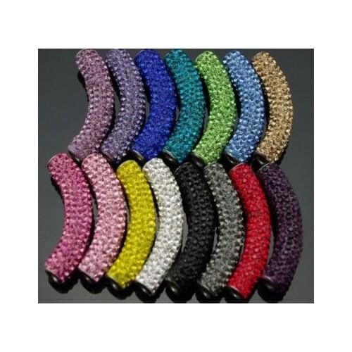 Tyr3 50*10mm Mixed 15 Color In Ramdom Clay long bending tube beads charms for bracelet crystal