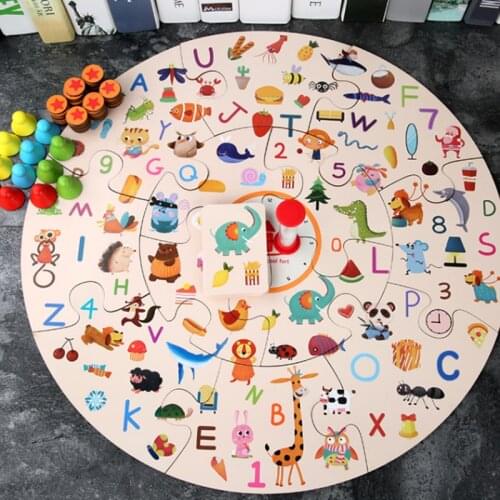 Montessori Early education toys wooden jigsaw puzzle parent child team interactive card game detective search answer memory game