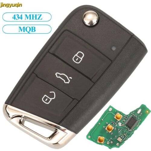 Jingyuqin Remote Car Key Fob Control 434MHZ MQB For VW Golf 7 MK7 Touran Polo Tiguan Skoda Octavia A7 5E0959752 3BTNS with Word