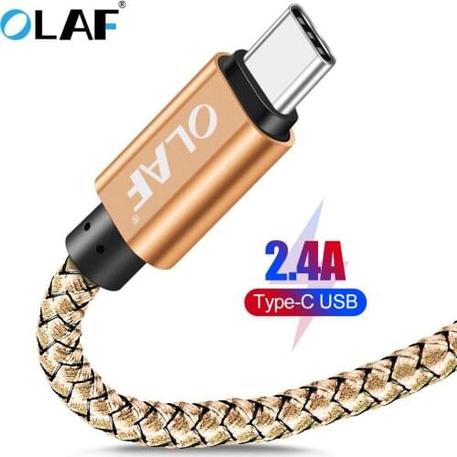 Olaf 2.4A USB Type C Cable For Huawei Mate 20 Pro Fast Charging Data Cord USB-C Type-c Cable For Samung S9 Note 9 One plus 6 5t