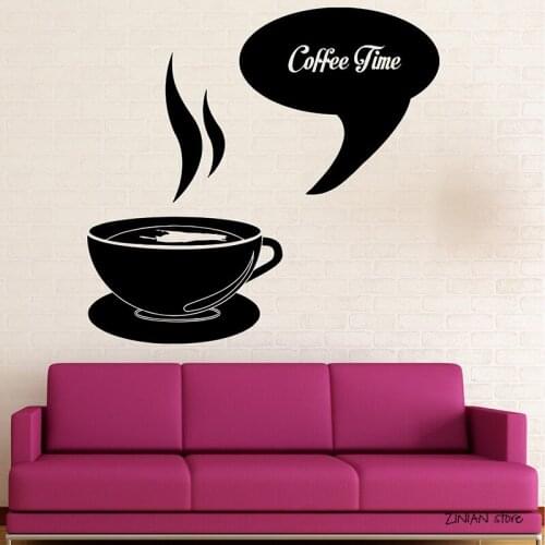 Coffee Wall Decals Shop Restaurant Kitchen Wall Sticker Removable Wall Art Mural Home Deocration Wallpaper H056