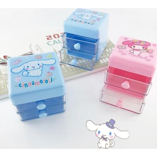 Kawaii Storage Box Kittyed Stationery Ring Earrings Holder Jewelry Box Desktop Makeup Organizer Case School Office Desktop Decor