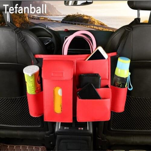 Multifunction Car Rear Seat Back Storage Bag PU Leather Hanging Organizer Bag Auto Stowing Tidying Interior Accessories Supplies