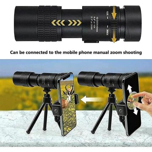 10-300X40mm Telescope Monocular High Power HD Night Vision Monocular Waterproof Anti-fog Telescope Tripod Outdoor Accessory