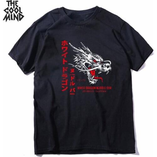 COOLMIND 100% cotton streetwear cool dragon men T shirt casual loose head print men t-shirt o-neck tshirt men tee shirts tops