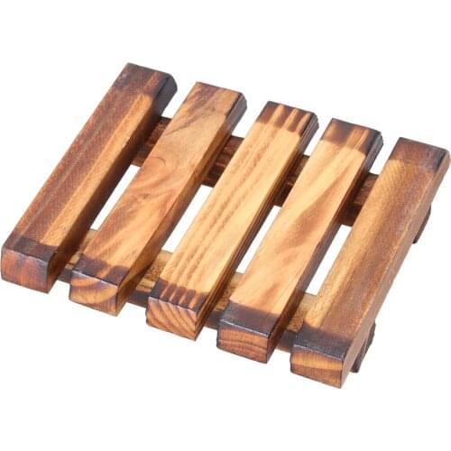 1pc Soap Tray Pure Handmade Soap Rack Carbonized Vintage Soap Holder Classic Wooden Soap Dish Drain Soap Box for Toilet Bathroom