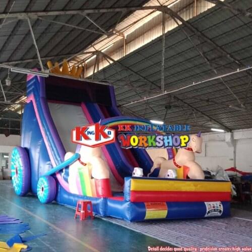 2020 New Princess Rainbow Unicorn Inflatable Bouncy Slide Jumping Carriage Slide