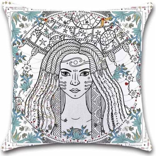 Tarot Geometry decorative White fabric Cushion Cover Decor chair Home sofa coffee shop seat friend kids bedroom gift pillowcase