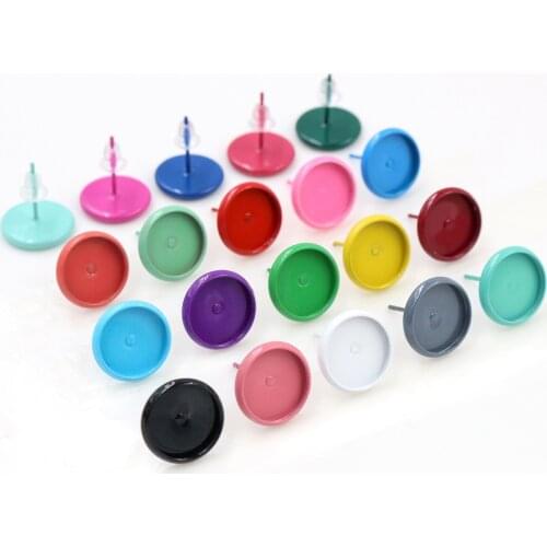 New Colors) 8mm 10mm 12mm 20pcs Multi-Colors Earring Studs,Earrings Blank/Base,Fit 8-12mm Glass Cabochons,earring setting