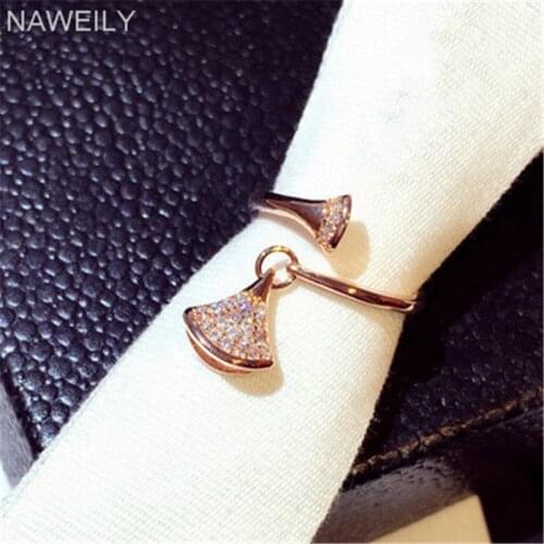 New Fashion Rhinestone Rings Women Gold Silver Color Open Ring Wedding Party Jewelry Gifts