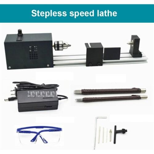 New C20 Stepless Speed Regulation Lathe Grinding Polishing Beads Machine Mini DIY Woodworking Lathe 12-24V 96W 9000r/min 0.6-6mm