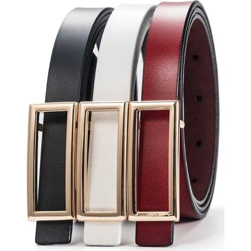 New Thin Cowskin Belt For Women Genuine Leather Waistband Womens Cummerbunds Decorative Gold Smooth Belt Female Luxury Straps