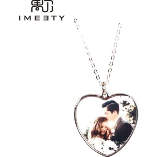 IMEETY custom photo charm necklace heart image necklace can engraved upon any photo