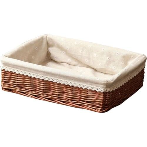 Handmade Wicker Storage Basket Bread Basket Fruit Basket Serving Baskets for Home Kitchen Desk Candy Sundries Organizer