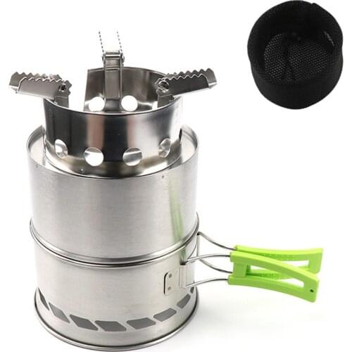 Camping Stove Potable Wood Burning Stove With Handle Foldable Detachable Picnic Barbecue Stoves For Camping BBQ Equipment