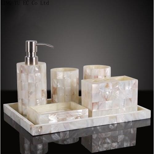 Resin Bathroom Supplies Household Lotion Bottle Soap Dish Toothbrush Holder with Tray Modern Bathroom Decoration Accessories