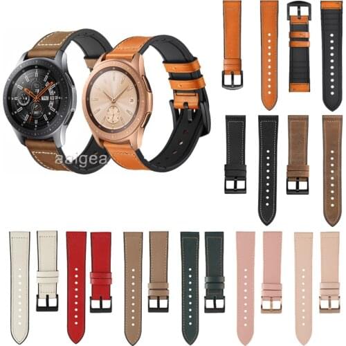 22mm Leather Silicone Watch Band Strap for Samsung Galaxy Watch 42mm 46mm Replacement Correa Wrist Bracelet straps 20mm