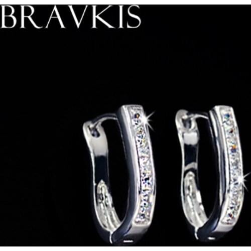 BRAVEKISS Trendy Small Crystal Hoop Earrings For Women CZ Earings Cubic Zirconia Earring Loop Earings brincos de festa BUE0076