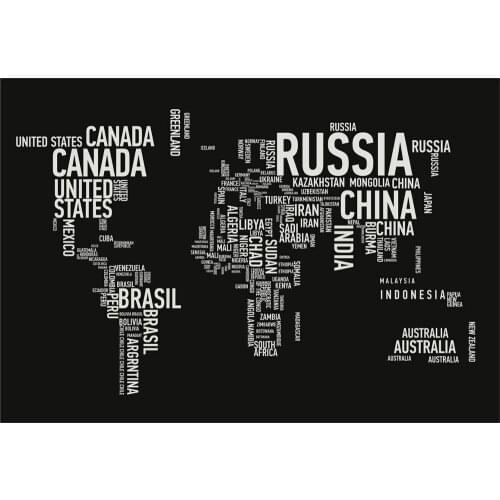 World Map Names Art Film Print Silk Poster Home Wall Decor 24x36inch