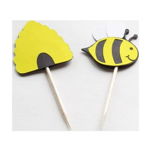 Bumble Bee and Bee Hive wedding Cupcake Toppers Food Picks Bridal Shower engagement birthday party decorations