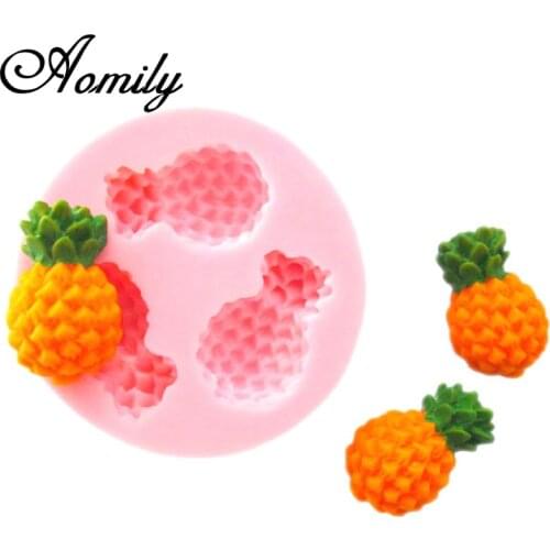 Aomily 3 Holes Pineapple Silicone Mold Fondant Molds Chocolate Candy Biscuits Moulds DIY Cake Molds Decoration Baking Tools