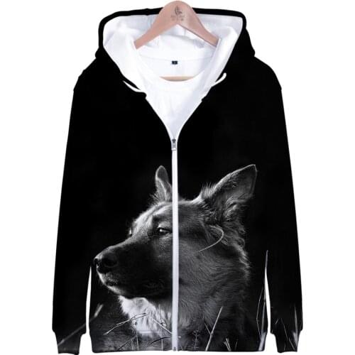 German shepherd 3D Zipper Hoodies Men/women Fashion 3D Print Zipper Sweatshirts Harajuku Pullover Long Sleeve Mens 3D Hoodies