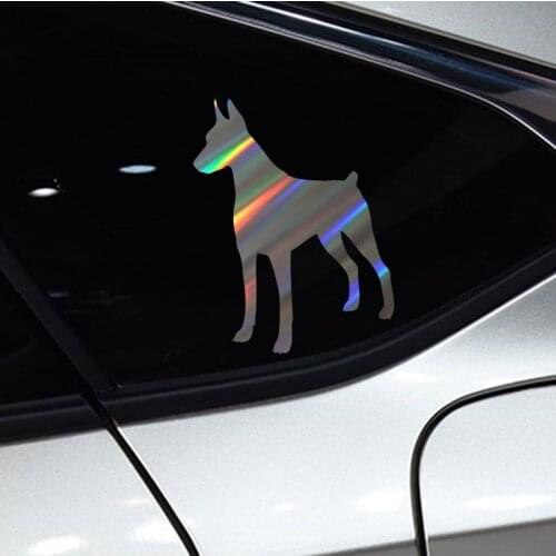 11.9*15.2CM Cartoon Doberman Pinscher Dog Window Decoration Vinyl Decal Car Bumper Glass Door Mortocycle Hemlet Stickers