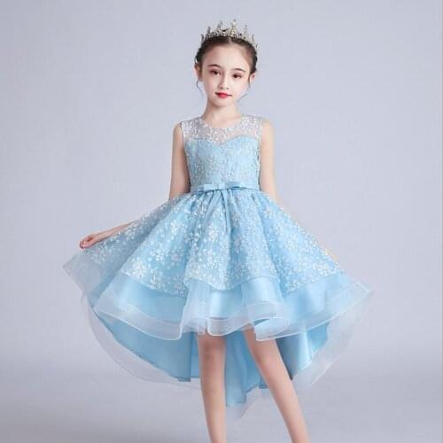 Flower Vintage Embroidery Baby Girls Dress Opening Ceremony Clothing Party Elegant Wear Girls Princess Dress Kids Vestidos