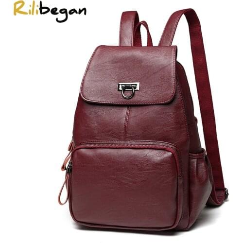 High Quality Genuine Leather Women Backpack Classic Vintage Fashion Backpack Women Travel Women Bag Large Capacity Backpack
