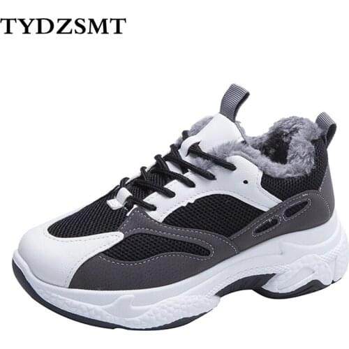 TYDZSMT Women Sneakers Warm Plush Winter Female Casual Shoes Zapatos Para Mujer Dad Shoes for Women Chunky Platform Black Shoes