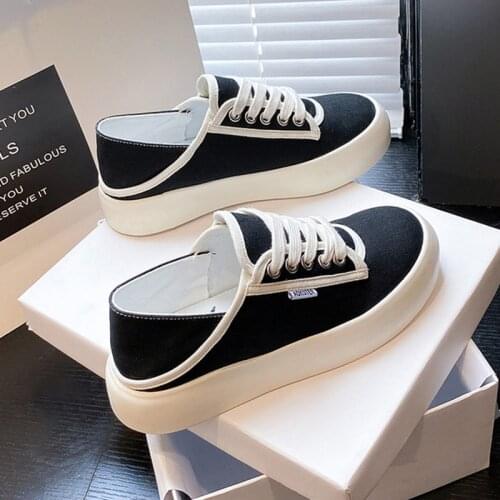 Fashion Two-wear Big Head Canvas Womens Shoes 2021 New Spring And Autumn Lazy Thick-soled Trend Womens Shoes Cloth Shoes