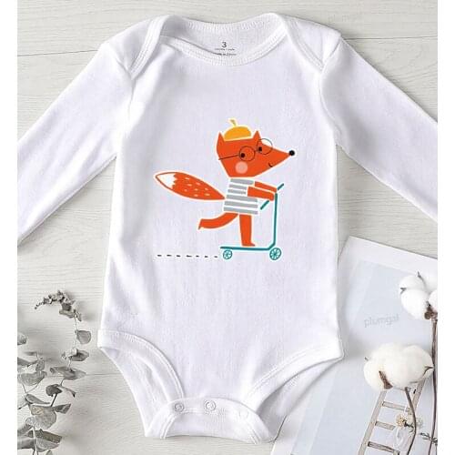 Fox Animal Printing O Neck Winter Romper New Born Baby Clothes Summer Girl Infant Jumpsuit Children Onesie Kids' Things