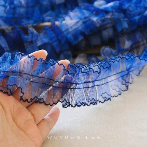 1M Blue Orange Black Green Mesh Embroidery Lace Trimmings Ribbon Dress Fabric Sewing Crafts Doll Material Accessories 5CM