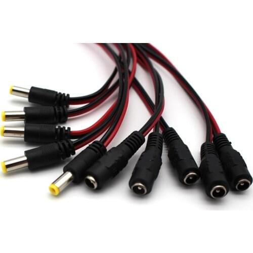 10Pcs12V DC Connectors Male Female jack Wire cable adapter plug power supply 27cm length 5.5 x 2.1mm for LED Strip Light Camera