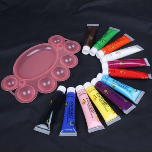 12 Colors 3D Paint Tube Draw Painting Acrylic Nail Art Tip UV Gel 12ml & Pallet