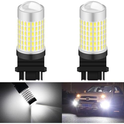 2pcs 1500 Lumens Xenon White 144-SMD 3157 3357 3457 4114 3156 T25 LED Bulbs For 2011-up Jeep Compass DRL Daytime Running Lights