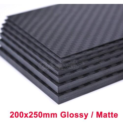 200x250mm 3K High Hardness Carbon Fiber sheets 100% Pure Carbon Panel Glossy / Matte 0.5mm 1mm 1.5mm 2mm 3mm 4mm 5mm RC Material