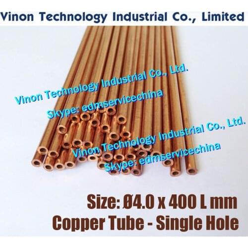 30PCS/LOT) Ø4.0x400Lmm Copper Tube Single Hole, Copper EDM Tubing Electrode Tube Diameter 4.0mm Length 400mm for EDM Drilling