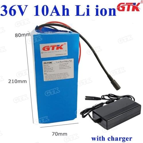 36v 10Ah 500w High power&capacity lithium ion battery pack with BMS for ebike wheelchair vehicle motor scooter +2A Charger