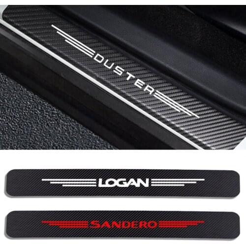 4PCS Car Door Sill Anti kick Stickers Scuff Anti Scratch Carbon Fiber Auto Door Sticker for Dacia Duster Logan Sandero 2 Dokker