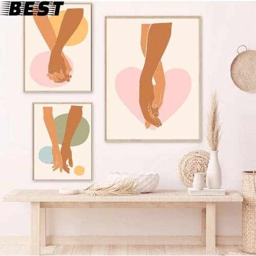 Abstract Hands Holding Hand Love Contemporary Art Posters Prints Nordic Canvas Painting Picture Decor