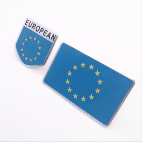 Automobile Motorcycle Exterior Accessories EU European Union Europe Flag Aluminum Alloy Car Stickers