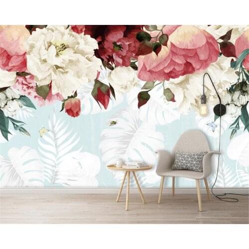 Beibehang Custom large mural wallpaper modern style bedroom living room background wall decoration mural plant flower tapety
