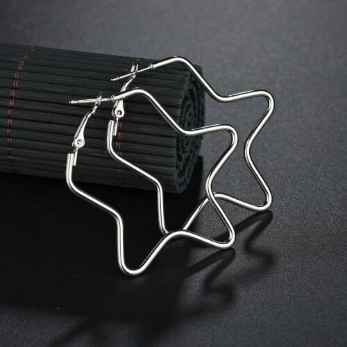 Brand 3 Size Big Hoop Earring for Women Jewelry Mother Silvery Color Fashion Jewelry Bijoux Accessory Birthday Brincos Star Sh