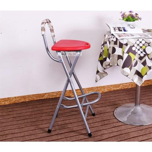 BS-02B Modern Simplicity Front Desk Chair Carbon Steel Pipe Folding Balcony Fishing Stool Portable Bar High Stool With Footrest